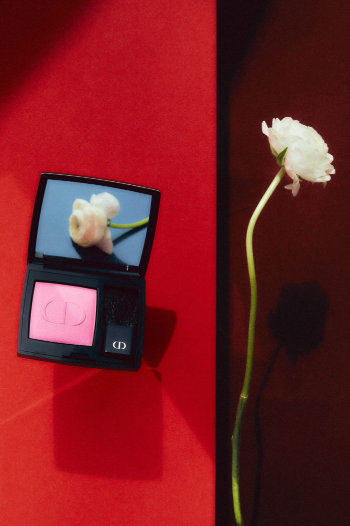 Product shoot with florals with Dior blush