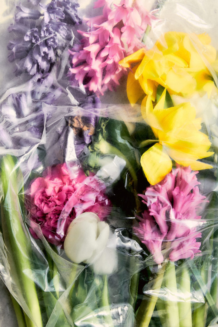 Product shoot with floral arrangement abstract