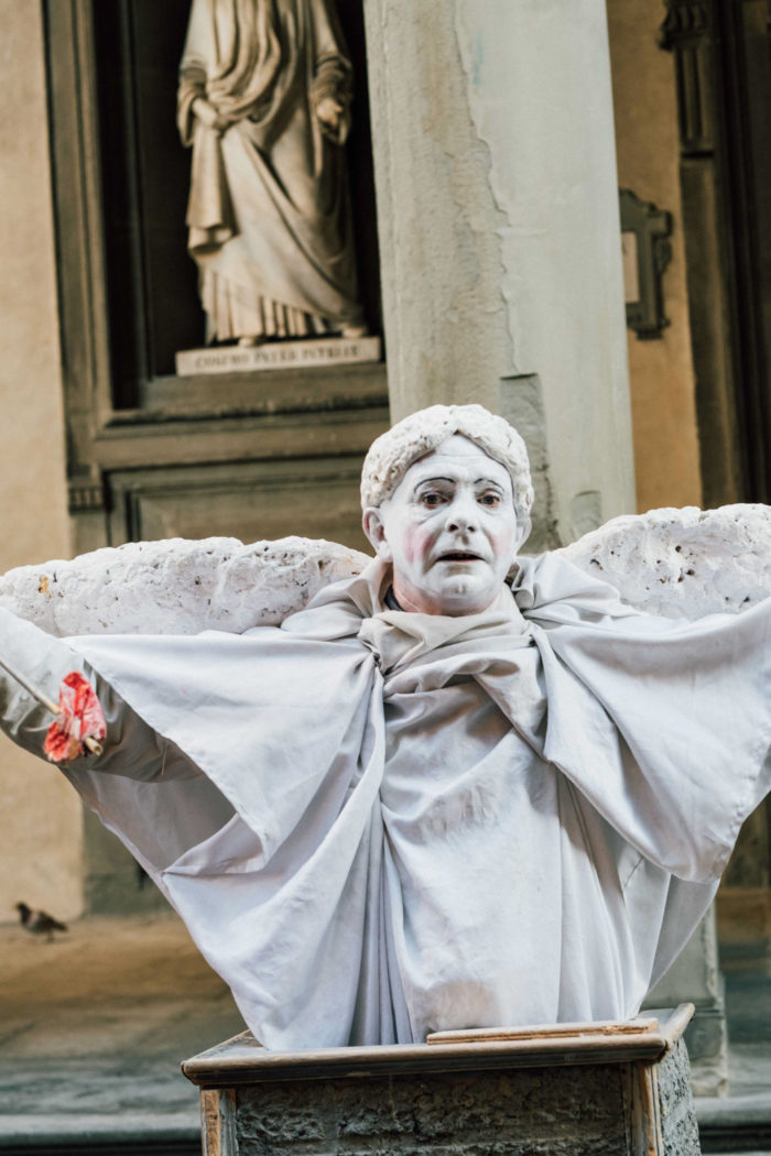Travel photography in Florence, Italy, clown costume