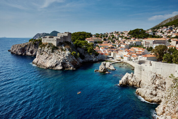 Travel photography by Jules Slutsky, aerial view of the city of Dubrovnic in Croatia.