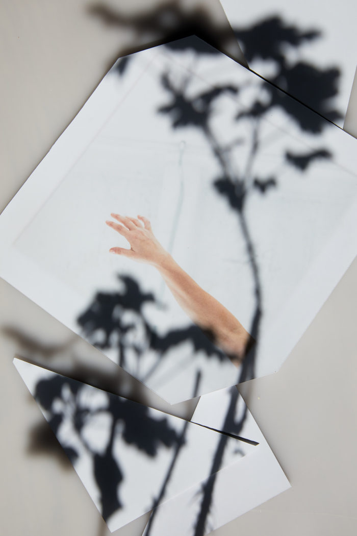 Jules Slutsky, fine art project, collage with hand and shadow