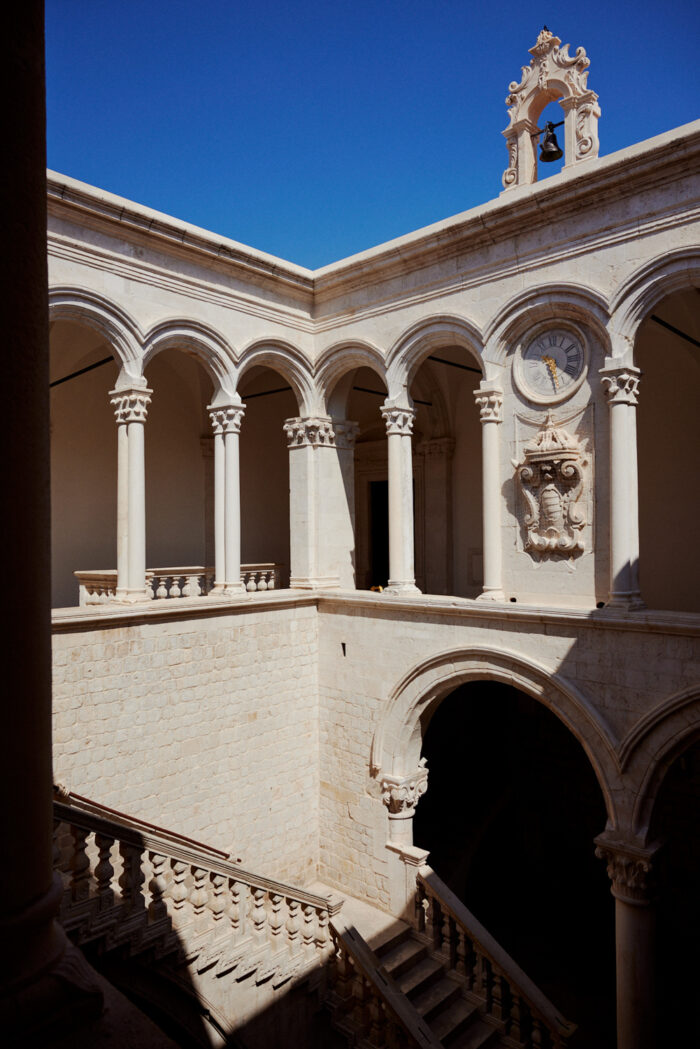Travel photography by Jules Slutsky, old palace wall in the city of Dubrovnic in Croatia.